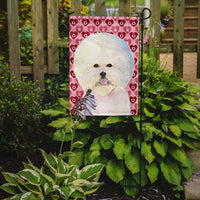 Bichon Frise Hearts Love and Valentine's Day Portrait Flag Garden Size