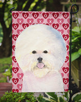 Bichon Frise Hearts Love and Valentine's Day Portrait Flag Garden Size