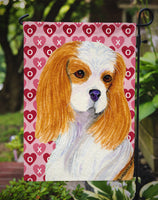 Cavalier Spaniel Hearts Love and Valentine's Day Portrait Flag Garden Size