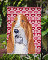 Basset Hound Hearts Love and Valentine's Day Portrait Flag Garden Size