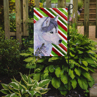 Siberian Husky Candy Cane Holiday Christmas Flag Garden Size