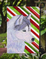 Siberian Husky Candy Cane Holiday Christmas Flag Garden Size