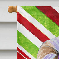 Shih Tzu Candy Cane Holiday Christmas Flag Canvas House Size