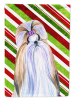 Shih Tzu Candy Cane Holiday Christmas Flag Canvas House Size