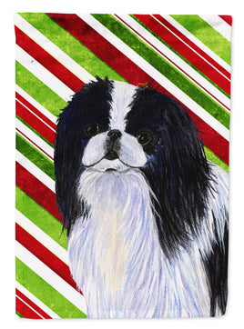 Japanese Chin Candy Cane Holiday Christmas Flag Canvas House Size