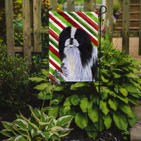 Japanese Chin Candy Cane Holiday Christmas Flag Garden Size