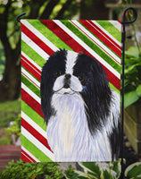 Japanese Chin Candy Cane Holiday Christmas Flag Garden Size