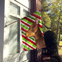 Doberman Candy Cane Holiday Christmas Flag Canvas House Size