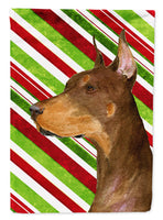 Doberman Candy Cane Holiday Christmas Flag Canvas House Size