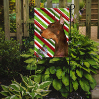 Doberman Candy Cane Holiday Christmas Flag Garden Size