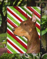 Doberman Candy Cane Holiday Christmas Flag Garden Size