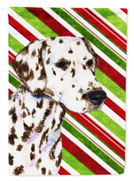 Dalmatian Candy Cane Holiday Christmas Flag Canvas House Size