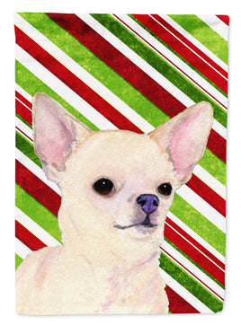 Chihuahua Candy Cane Holiday Christmas Flag Canvas House Size