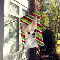 Chihuahua Candy Cane Holiday Christmas Flag Canvas House Size