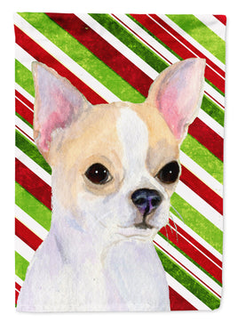 Chihuahua Candy Cane Holiday Christmas Flag Canvas House Size