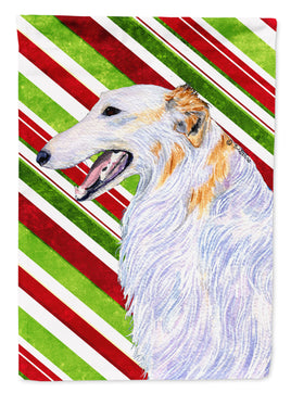 Borzoi Candy Cane Holiday Christmas Flag Canvas House Size