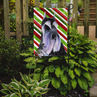 Schnauzer Candy Cane Holiday Christmas Flag Garden Size