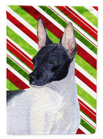 Rat Terrier Candy Cane Holiday Christmas Flag Canvas House Size