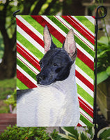 Rat Terrier Candy Cane Holiday Christmas Flag Garden Size