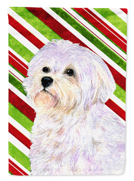 Maltese Candy Cane Holiday Christmas Flag Canvas House Size