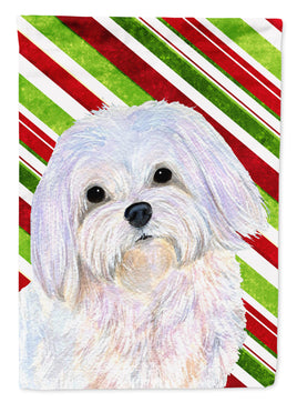 Maltese Candy Cane Holiday Christmas Flag Canvas House Size