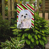 Maltese Candy Cane Holiday Christmas Flag Garden Size