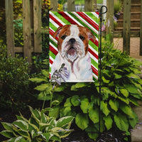 Bulldog English Candy Cane Holiday Christmas Flag Garden Size