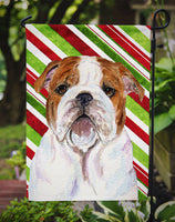 Bulldog English Candy Cane Holiday Christmas Flag Garden Size