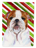 Bulldog English Candy Cane Holiday Christmas Flag Garden Size