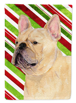 French Bulldog Candy Cane Holiday Christmas Flag Garden Size