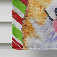 Corgi Candy Cane Holiday Christmas Flag Canvas House Size