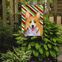 Corgi Candy Cane Holiday Christmas Flag Garden Size