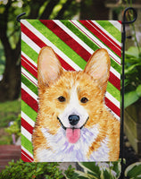 Corgi Candy Cane Holiday Christmas Flag Garden Size