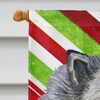 Keeshond Candy Cane Holiday Christmas Flag Canvas House Size