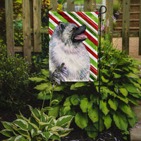 Keeshond Candy Cane Holiday Christmas Flag Garden Size