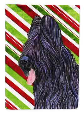 Briard Candy Cane Holiday Christmas Flag Canvas House Size