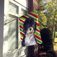 Portuguese Water Dog Candy Cane Holiday Christmas Flag Canvas House Size