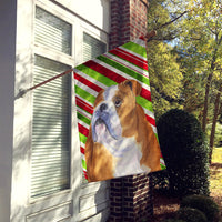 Bulldog English Candy Cane Holiday Christmas Flag Canvas House Size