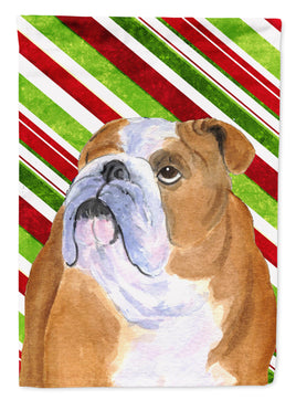 Bulldog English Candy Cane Holiday Christmas Flag Canvas House Size