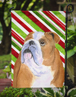 Bulldog English Candy Cane Holiday Christmas Flag Garden Size