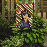 Doberman Candy Cane Holiday Christmas Flag Garden Size