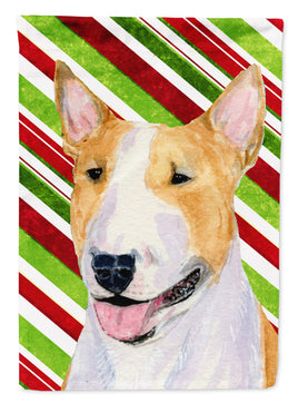 Bull Terrier Candy Cane Holiday Christmas Flag Canvas House Size