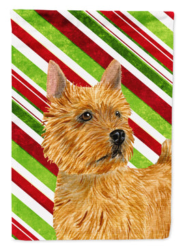 Norwich Terrier Candy Cane Holiday Christmas Flag Garden Size