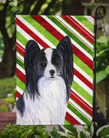 Papillon Candy Cane Holiday Christmas Flag Garden Size