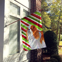 English Toy Spaniel Candy Cane Holiday Christmas Flag Canvas House Size