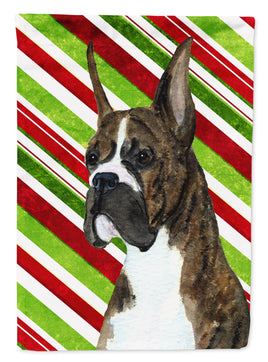 Boxer Candy Cane Holiday Christmas Flag Canvas House Size