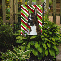 Boxer Candy Cane Holiday Christmas Flag Garden Size