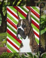 Boxer Candy Cane Holiday Christmas Flag Garden Size