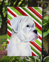 Boxer Candy Cane Holiday Christmas Flag Garden Size