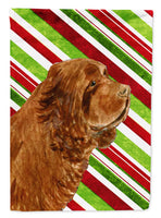 Sussex Spaniel Candy Cane Holiday Christmas Flag Canvas House Size